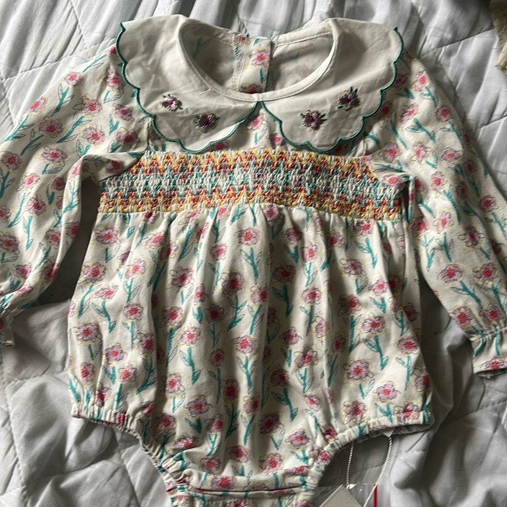 Baby Girl Floral Collar Onesie
